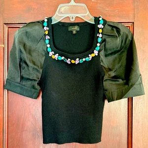 Black Jewel Collar Dressy Top